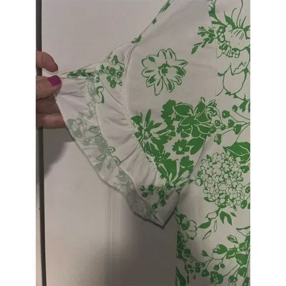 Southern Lady Women's Size L Green Floral Casual Shirt - Picture 7 of 7